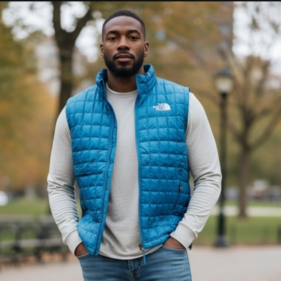 NWT The North Face Men's Vibrant Aqua Blue Thermal Insulated Puffer Vest Size-M